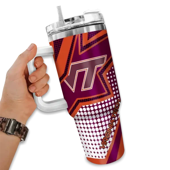 custom virginia tech hokies arrow burst maroon curved tumbler fashion forward.webp