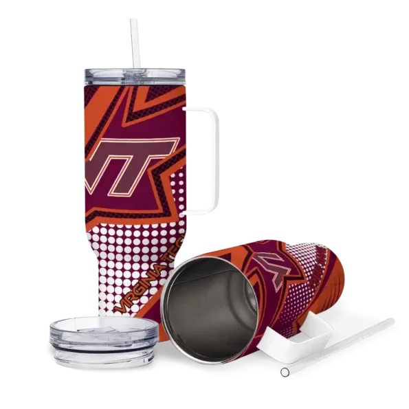 custom virginia tech hokies arrow burst maroon curved tumbler high quality.webp