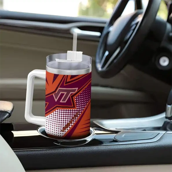 custom virginia tech hokies arrow burst maroon curved tumbler trendy.webp