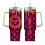 custom virginia tech hokies bullseye drips maroon curved tumbler best selling.webp