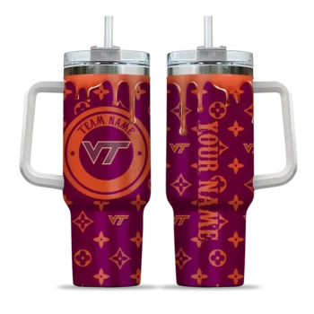 custom virginia tech hokies bullseye drips maroon curved tumbler best selling.webp