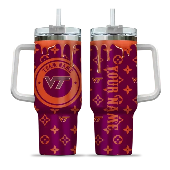custom virginia tech hokies bullseye drips maroon curved tumbler best selling.webp