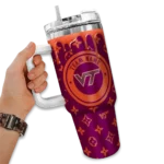 custom virginia tech hokies bullseye drips maroon curved tumbler best selling.webp
