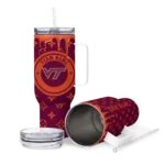 custom virginia tech hokies bullseye drips maroon curved tumbler best selling.webp