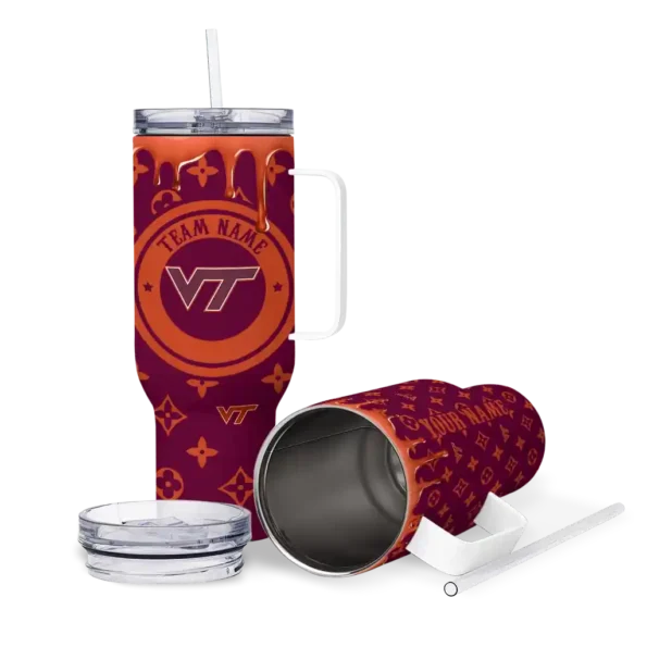 custom virginia tech hokies bullseye drips maroon curved tumbler high quality.webp
