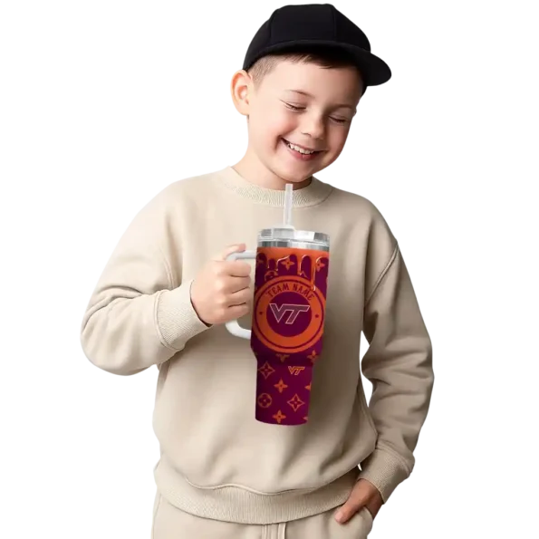 custom virginia tech hokies bullseye drips maroon curved tumbler latest model.webp