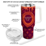 custom virginia tech hokies bullseye drips maroon curved tumbler best selling.webp