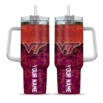 custom virginia tech hokies chevron stripe maroon curved tumbler best selling.webp
