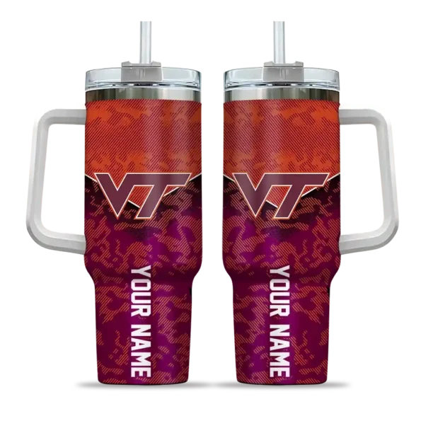 custom virginia tech hokies chevron stripe maroon curved tumbler best selling.webp