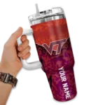 custom virginia tech hokies chevron stripe maroon curved tumbler best selling.webp
