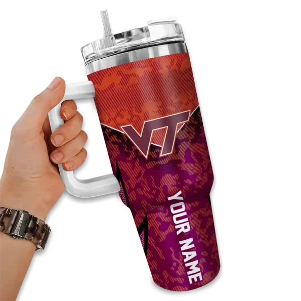 custom virginia tech hokies chevron stripe maroon curved tumbler fashion forward.webp