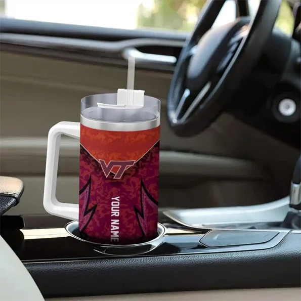 custom virginia tech hokies chevron stripe maroon curved tumbler trendy.webp