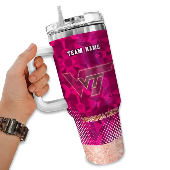custom virginia tech hokies geometric prism maroon curved tumbler fashion forward.webp