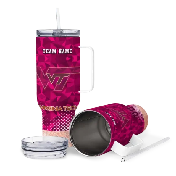 custom virginia tech hokies geometric prism maroon curved tumbler high quality.webp