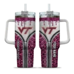 custom virginia tech hokies leopard zipper maroon curved tumbler best selling.webp