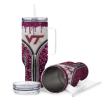 custom virginia tech hokies leopard zipper maroon curved tumbler best selling.webp
