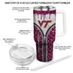 custom virginia tech hokies leopard zipper maroon curved tumbler best selling.webp