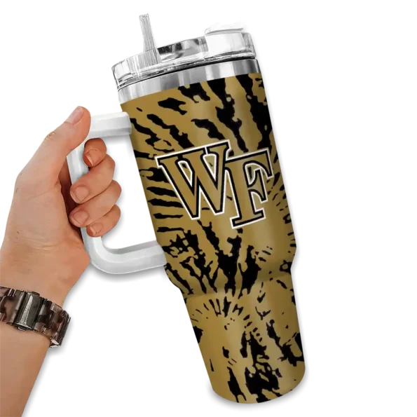 custom wake forest demon deacons burst swirl gold curved tumbler fashion forward.webp