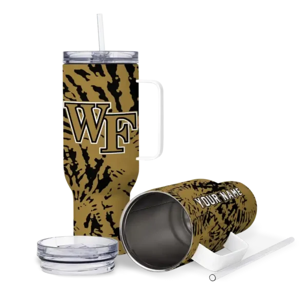 custom wake forest demon deacons burst swirl gold curved tumbler high quality.webp