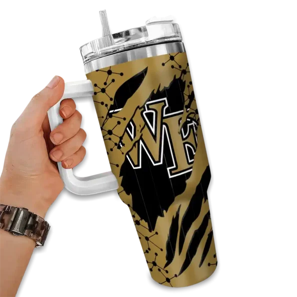 custom wake forest demon deacons claw cut gold black curved tumbler fashion forward.webp