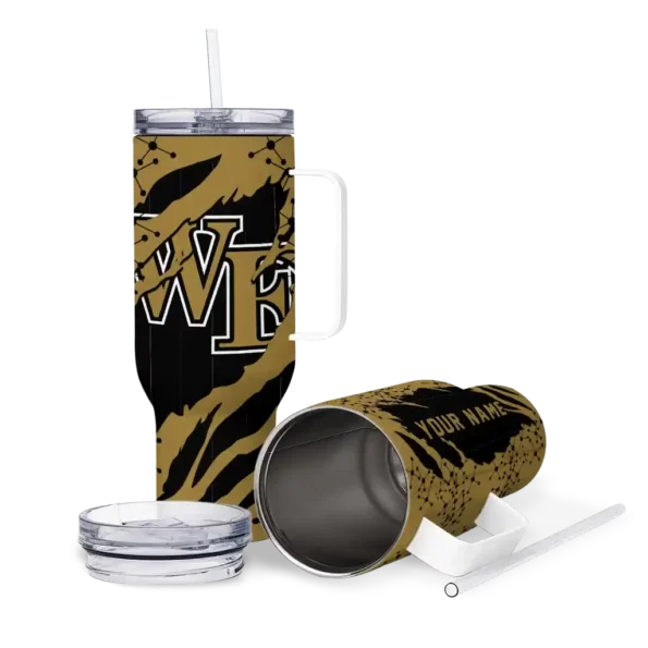 custom wake forest demon deacons claw cut gold black curved tumbler high quality.webp