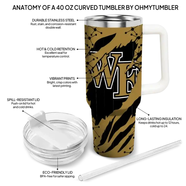 custom wake forest demon deacons claw cut gold black curved tumbler new arrival.webp