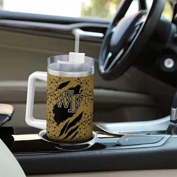 custom wake forest demon deacons claw cut gold black curved tumbler trendy.webp