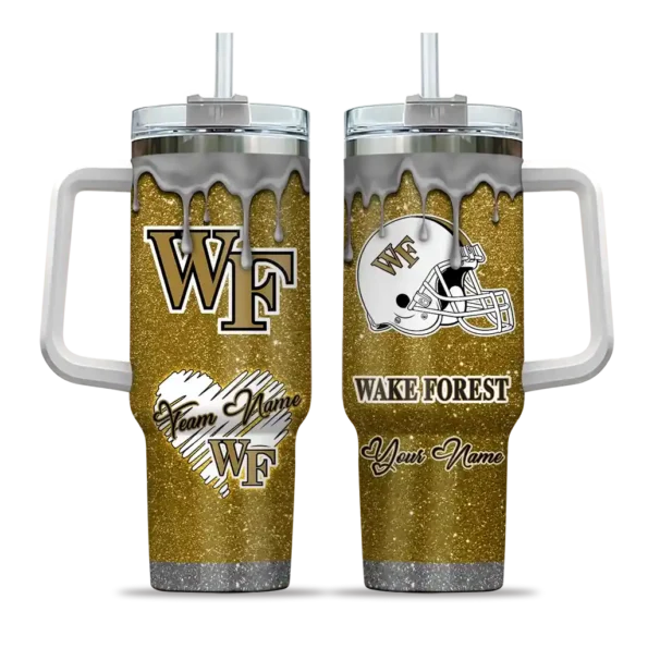 custom wake forest demon deacons heart helmet motif gold curved tumbler best selling.webp
