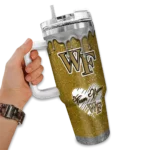 custom wake forest demon deacons heart helmet motif gold curved tumbler best selling.webp