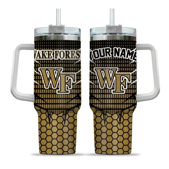 custom wake forest demon deacons hex texture gold curved tumbler best selling.webp