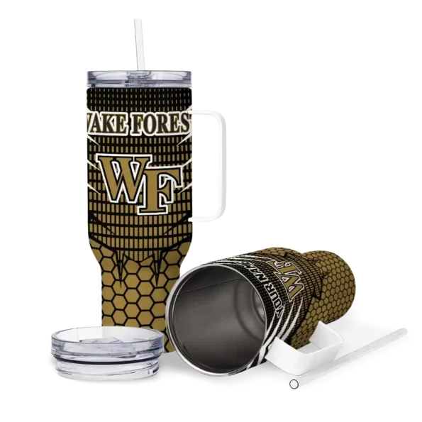 custom wake forest demon deacons hex texture gold curved tumbler high quality.webp