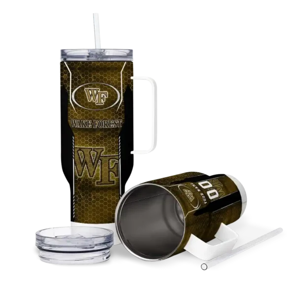custom wake forest demon deacons hexagon armor gold curved tumbler high quality.webp