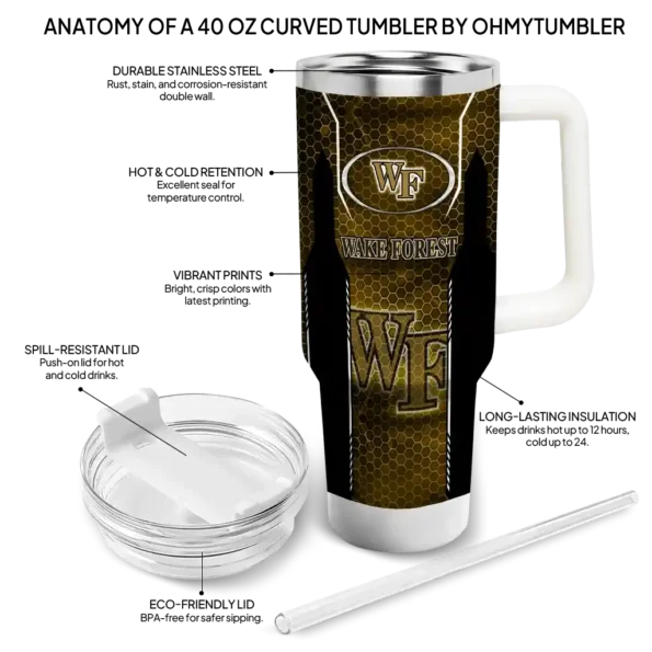 custom wake forest demon deacons hexagon armor gold curved tumbler new arrival.webp