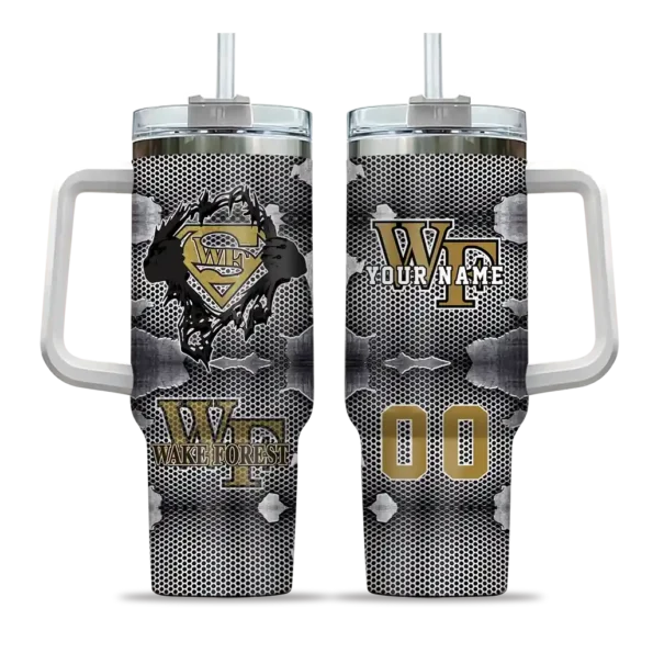 custom wake forest demon deacons superman shield gold gray curved tumbler best selling.webp