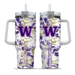 custom washington huskies camo mashup purple white curved tumbler best selling.webp