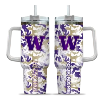 custom washington huskies camo mashup purple white curved tumbler best selling.webp