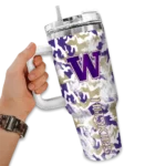 custom washington huskies camo mashup purple white curved tumbler best selling.webp