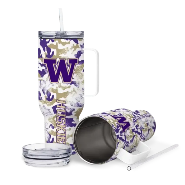 custom washington huskies camo mashup purple white curved tumbler high quality.webp