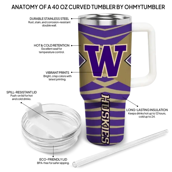 custom washington huskies chevron layers purple curved tumbler new arrival.webp