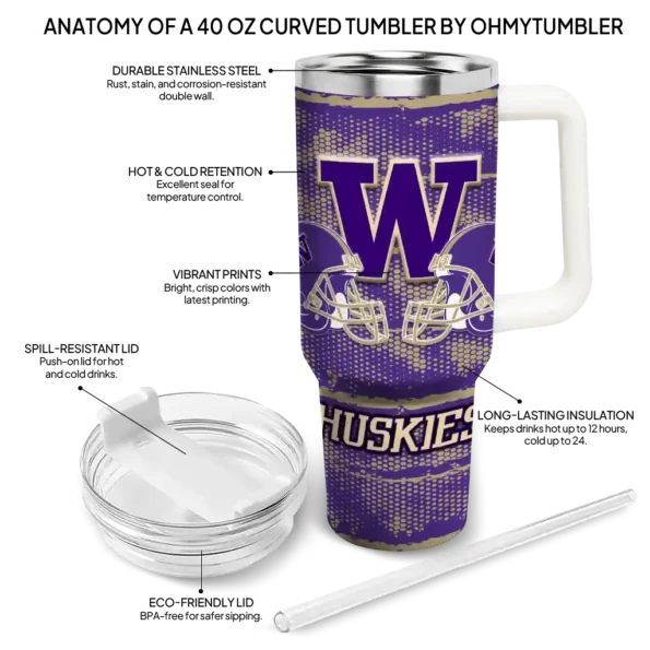 custom washington huskies honey streaks purple curved tumbler new arrival.webp