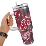 custom washington state cougars abstract paths crimson curved tumbler best selling.webp