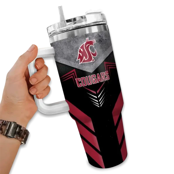custom washington state cougars arrow armor crimson black curved tumbler fashion forward.webp