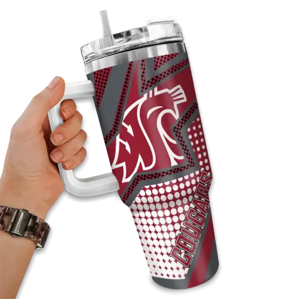 custom washington state cougars arrow burst crimson curved tumbler fashion forward.webp