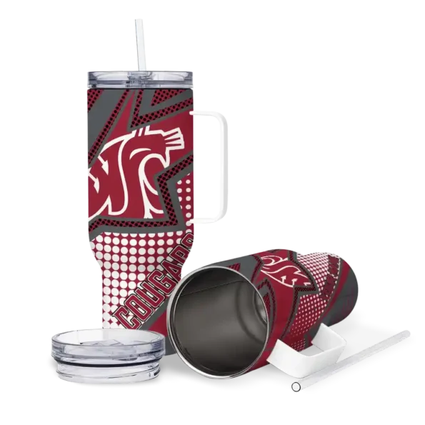custom washington state cougars arrow burst crimson curved tumbler high quality.webp