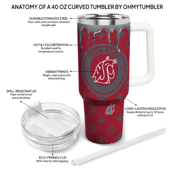 custom washington state cougars bullseye drips crimson curved tumbler new arrival.webp