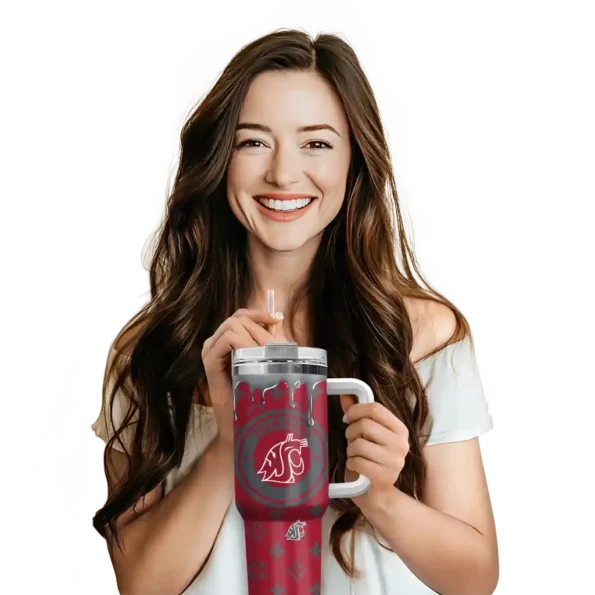 custom washington state cougars bullseye drips crimson curved tumbler premium grade.webp