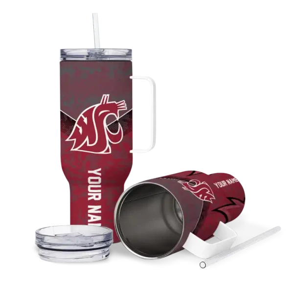 custom washington state cougars chevron stripe crimson curved tumbler high quality.webp