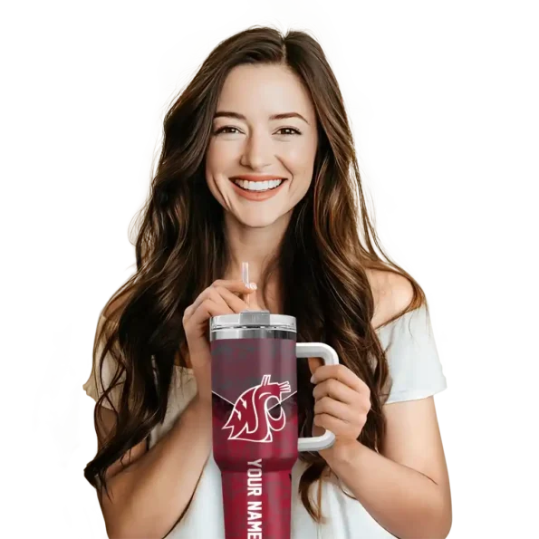 custom washington state cougars chevron stripe crimson curved tumbler premium grade.webp