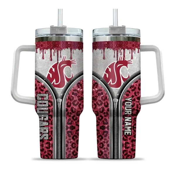 custom washington state cougars leopard zipper crimson curved tumbler best selling.webp