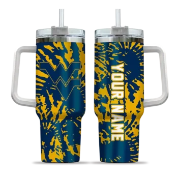 custom west virginia mountaineers burst swirl blue curved tumbler best selling.webp